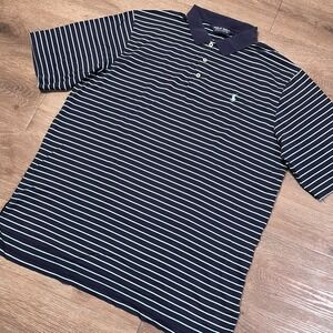Vintage Polo Golf Men Size L Striped Shirt Ralph Lauren Pima Cotton Short Sleeve